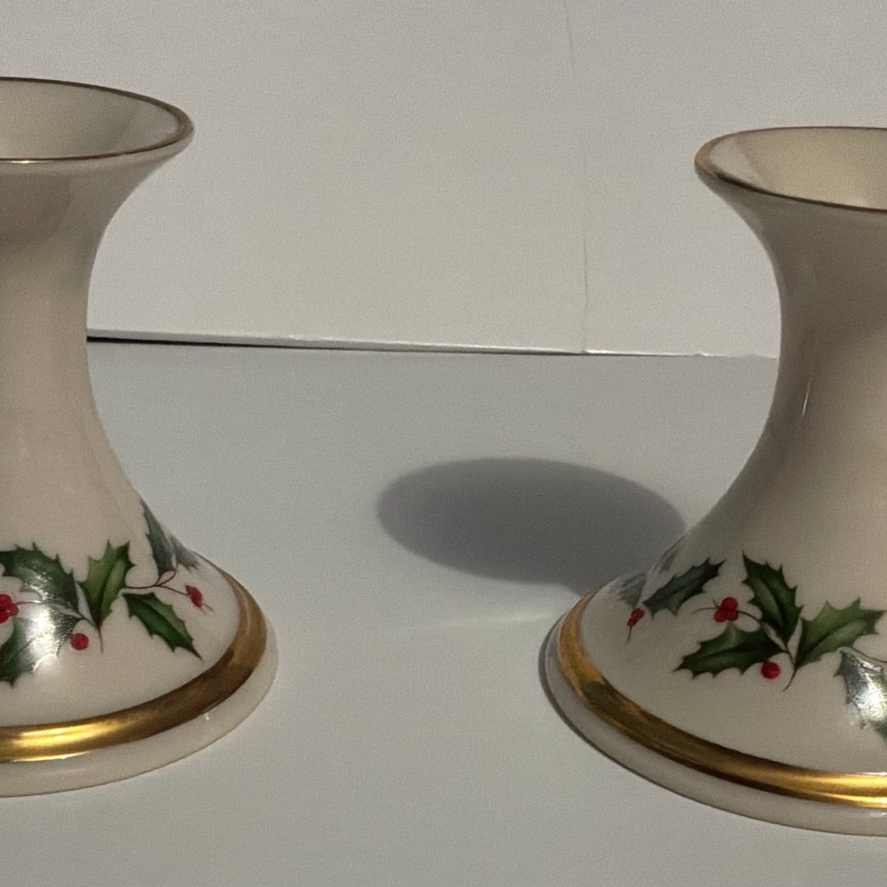 Lenox Holiday Candle Holders Holly Berries